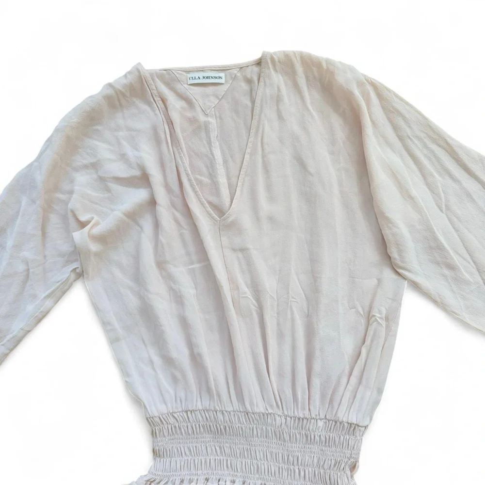 Ulla Johnson 100% Silk Piera Pleated Ruffled Matte Satin Drop Waist Dress Size 0 - Picture 6 of 16